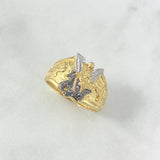 Anillo San Miguel Arcángel 4.95gr / T10 / Texturizado Dos Oros Amarillo Blanco *