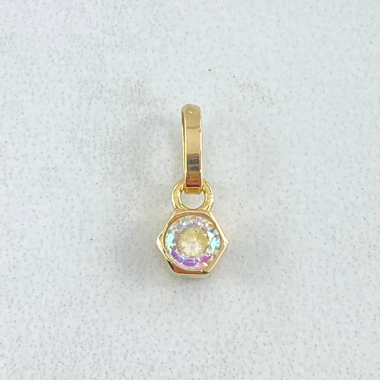 Dije Piedra Exagonal 0.7gr / 1.2cm / Nac.Esp. Oro 18K
