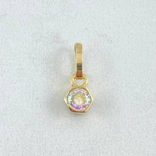 Dije Piedra Exagonal 0.7gr / 1.2cm / Nac.Esp. Oro 18K