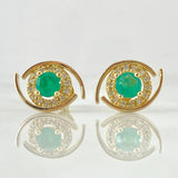 Topos Ojo Abierto Esmeralda 79pts Diamante 5pts 3.05gr / Oro 18K ©