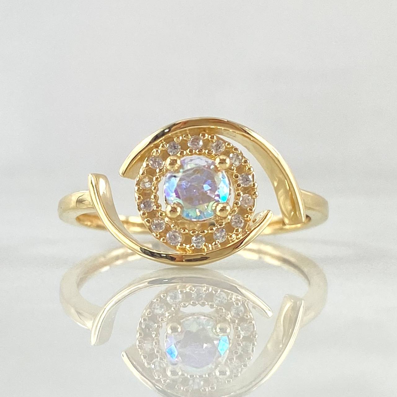 Anillo Ojo Tornasol 2.6gr / T7 3/4 / Nac.Esp. Oro 18K ©