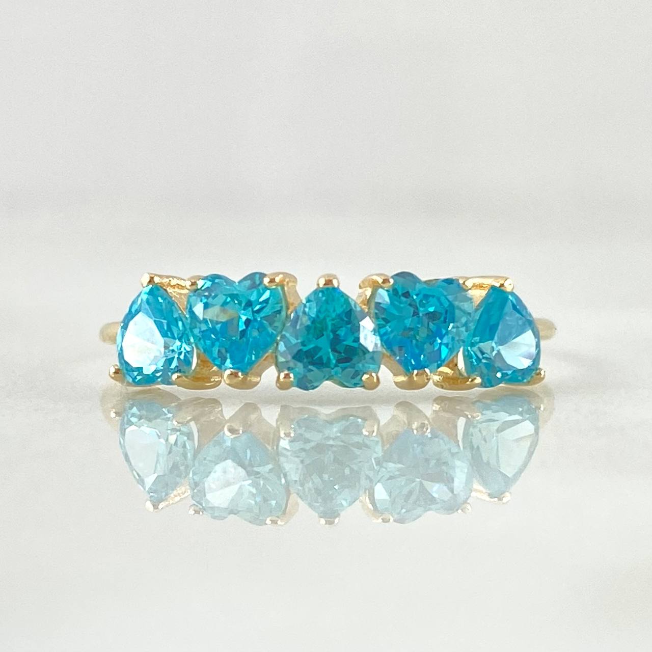 Anillo Corazones zigzag 1.55gr / T7 1/4 / Nac.Esp. Oro 18K ©