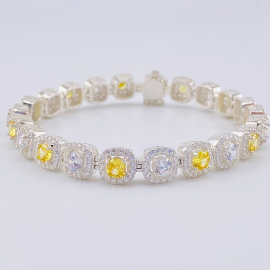 Pulso Tenis Cuadrado 21.4g / 18 cm / 7.6mm Plata 925