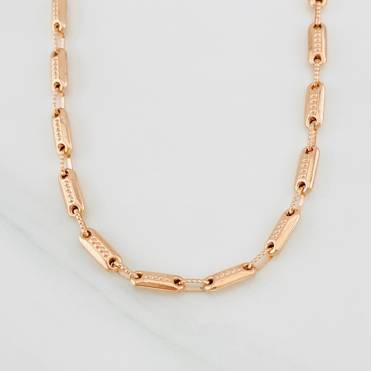 Cadena Rustica Cilindro 14.05g / 65cm / 3.93mm Oro Rosa 18K