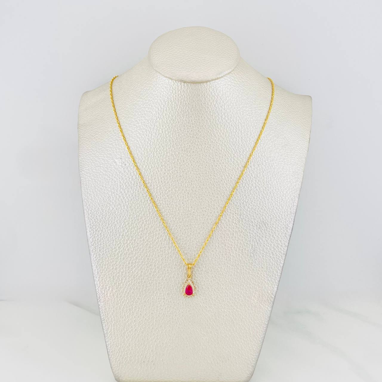 Set Cadena Lazo + Dije Halo Lagrima / 2.05g / 45cm Oro Amarillo 18K