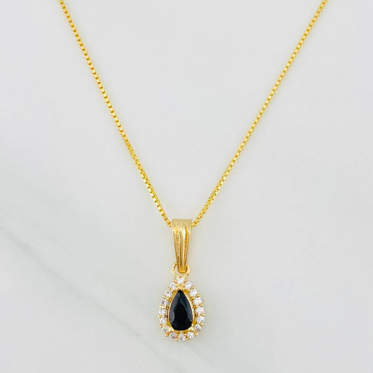 Set Cadena Veneciana + Dije Halo Lagrima / 2.45g / 45cm Oro Amarillo 18K
