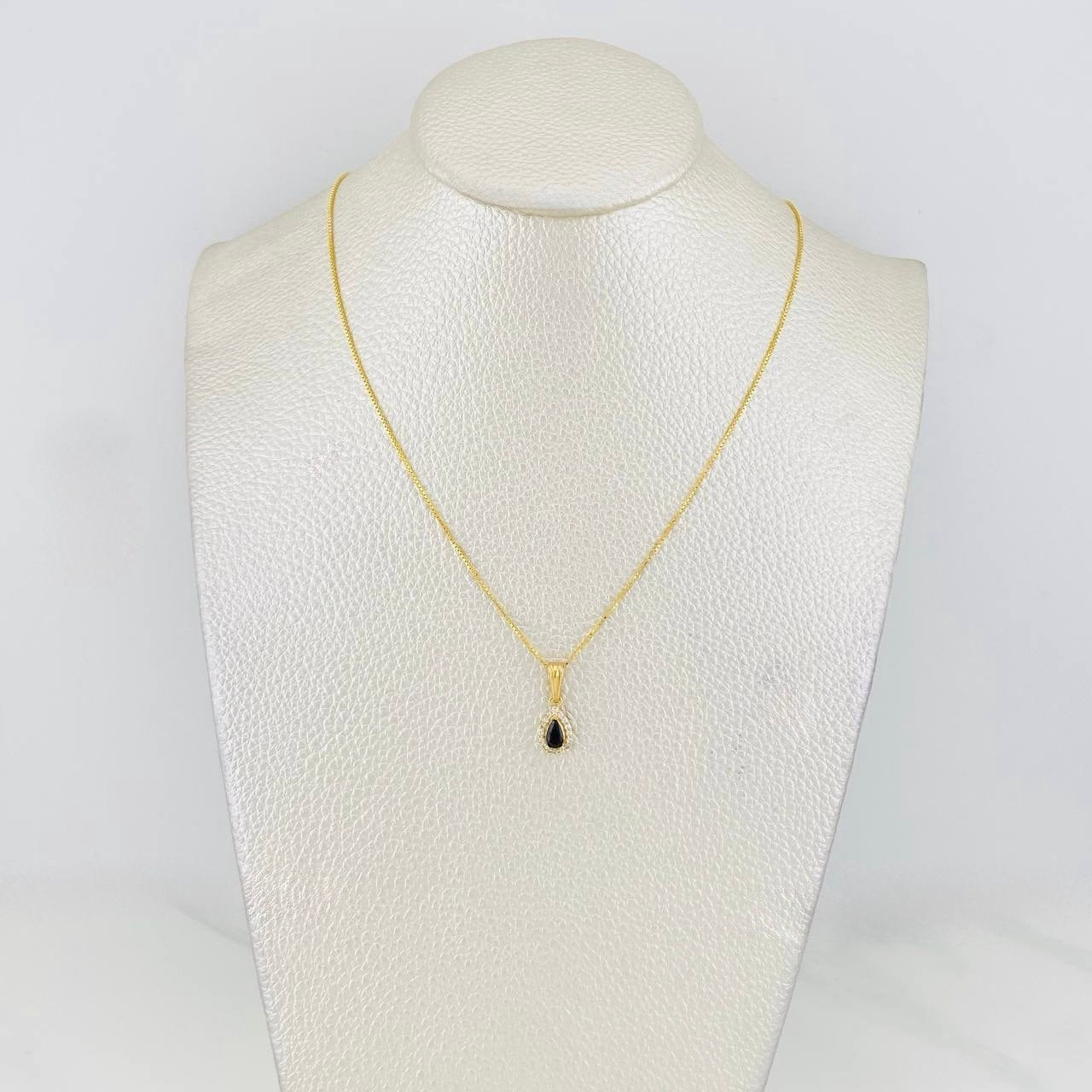 Set Cadena Veneciana + Dije Halo Lagrima / 2.45g / 45cm Oro Amarillo 18K