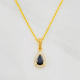 Set Cadena Lazo + Dije Halo Lagrima / 2.05g / 50cm Oro Amarillo 18K