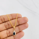 Set Cadena Lazo + Dije Halo Lagrima / 2.05g / 50cm Oro Amarillo 18K