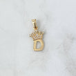 Dije Letra D Corona 0.95gr / 2.3cm / Circones Blancos Oro Amarillo 18K
