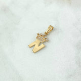 Dije Letra N Corona 0.95gr / 2.3cm / Circones Blancos Oro Amarillo 18K
