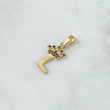 Dije Letra L Corona 0.8gr / 2.3cm / Circones Negros Oro Amarillo 18K