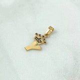 Dije Letra Y Corona 0.9gr / 2.3cm / Circones Negros Oro Amarillo 18K