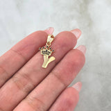 Dije Letra Y Corona 0.9gr / 2.3cm / Circones Negros Oro Amarillo 18K