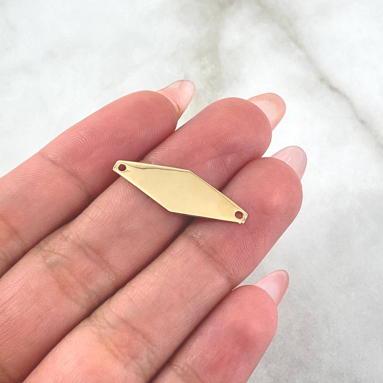 Herraje Placa Rombo 1gr / 2.5cm / Lisa Oro Amarillo 18K