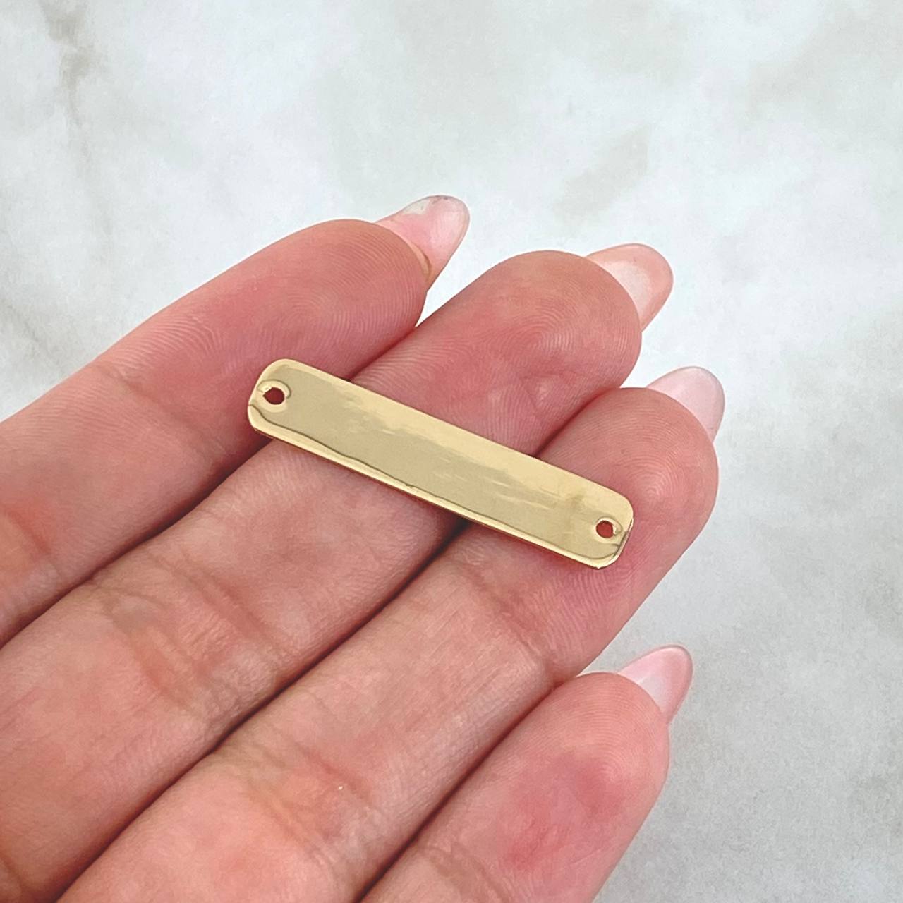 Herraje Placa Rectangular 1.4gr / 3cm / Lisa - Bordes Curvos Oro Amarillo 18K