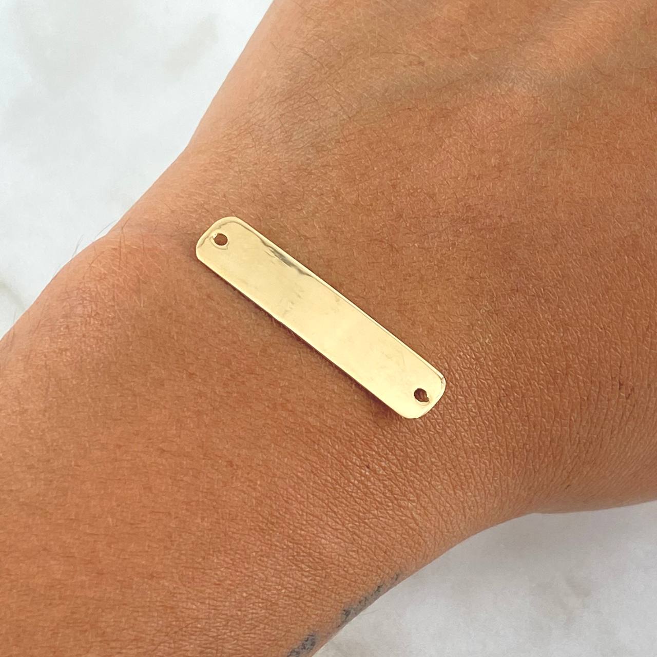 Herraje Placa Rectangular 1.5gr / 3cm / Lisa - Bordes Curvos Oro Amarillo 18K