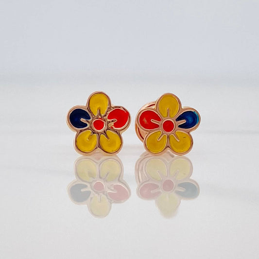 Topos Flor Tricolor 0.7 g / 7.5 mm Oro Rosa 18K