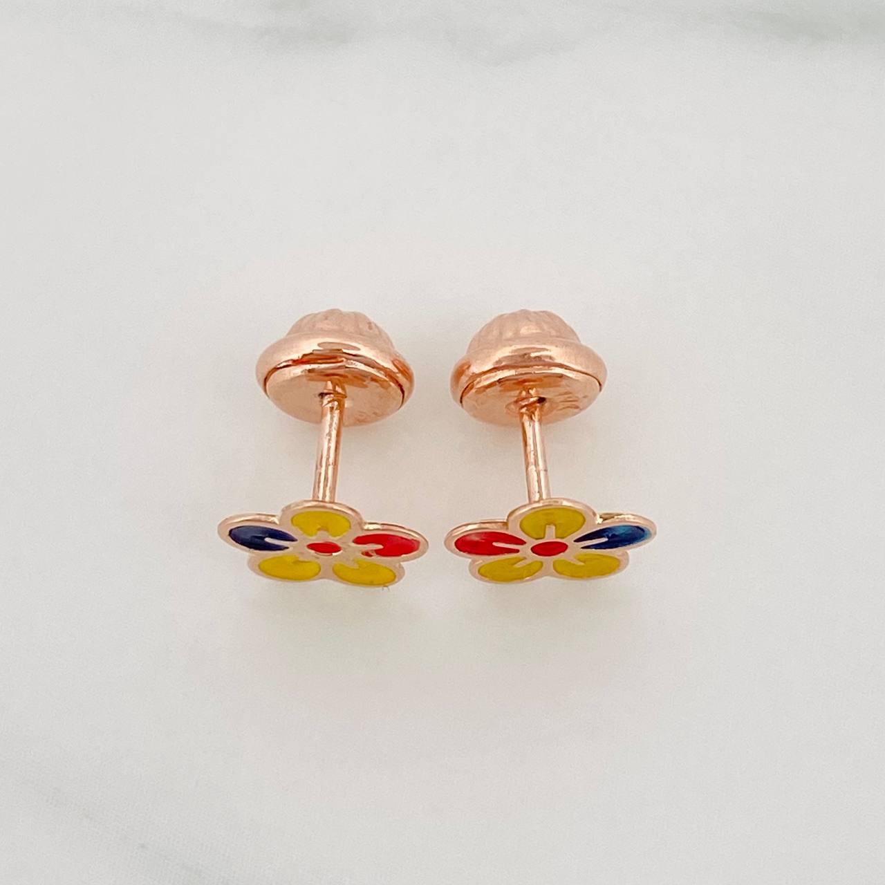 Topos Flor Tricolor 0.7 g / 7.5 mm Oro Rosa 18K