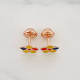 Topos Flor Tricolor 0.7 g / 7.5 mm Oro Rosa 18K