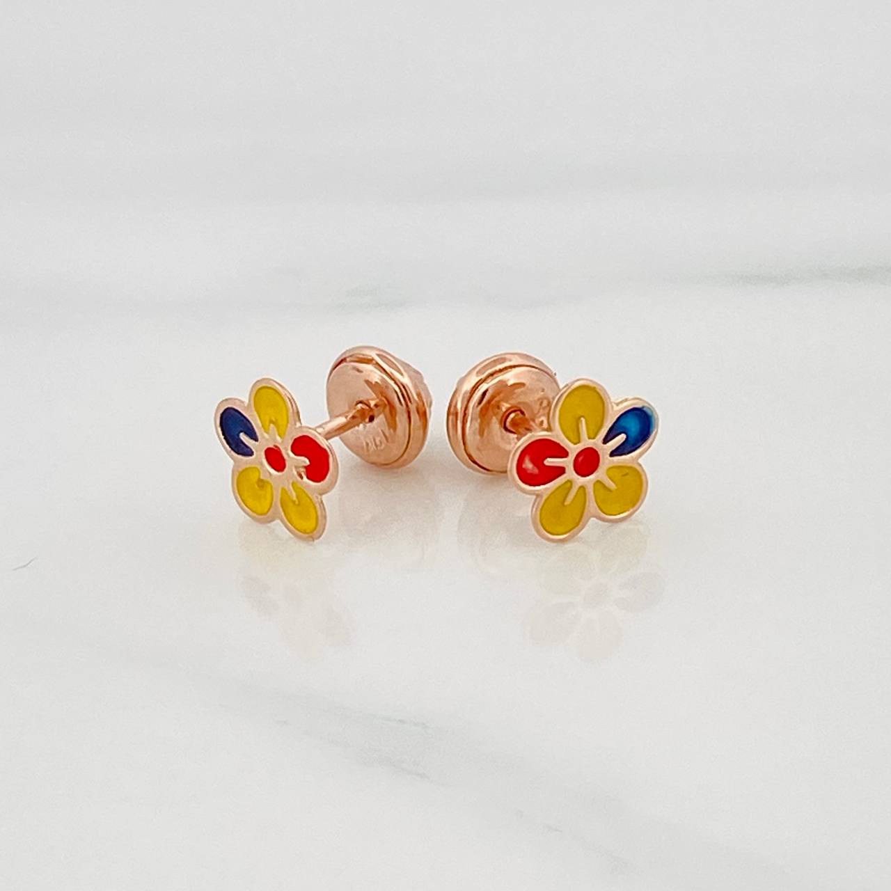 Topos Flor Tricolor 0.7 g / 7.5 mm Oro Rosa 18K