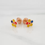 Topos Flor Tricolor 0.7 g / 7.5 mm Oro Rosa 18K
