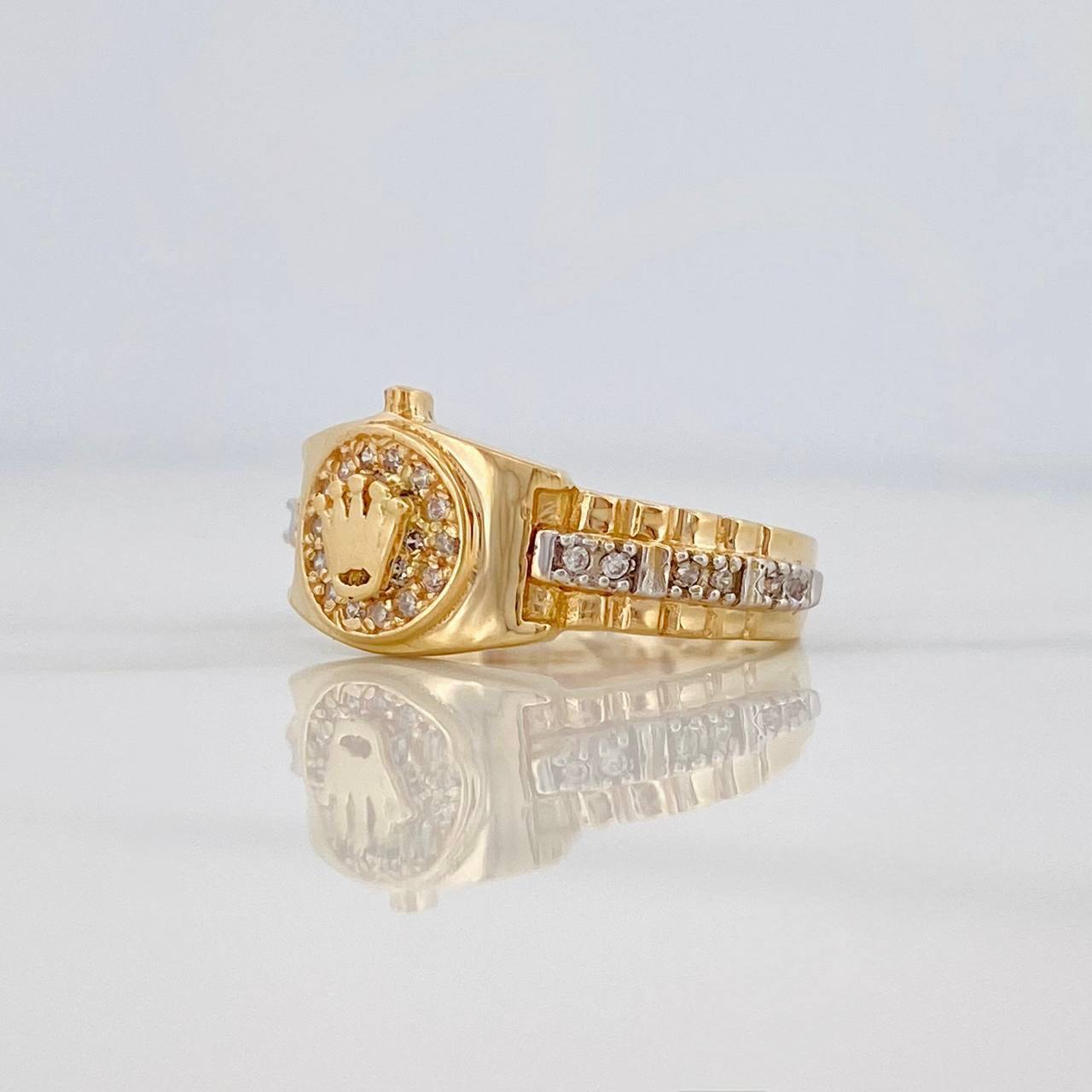 Anillo Corona 3.95 g / T6 3/4 Dos Oros Amarillo Blanco 18K