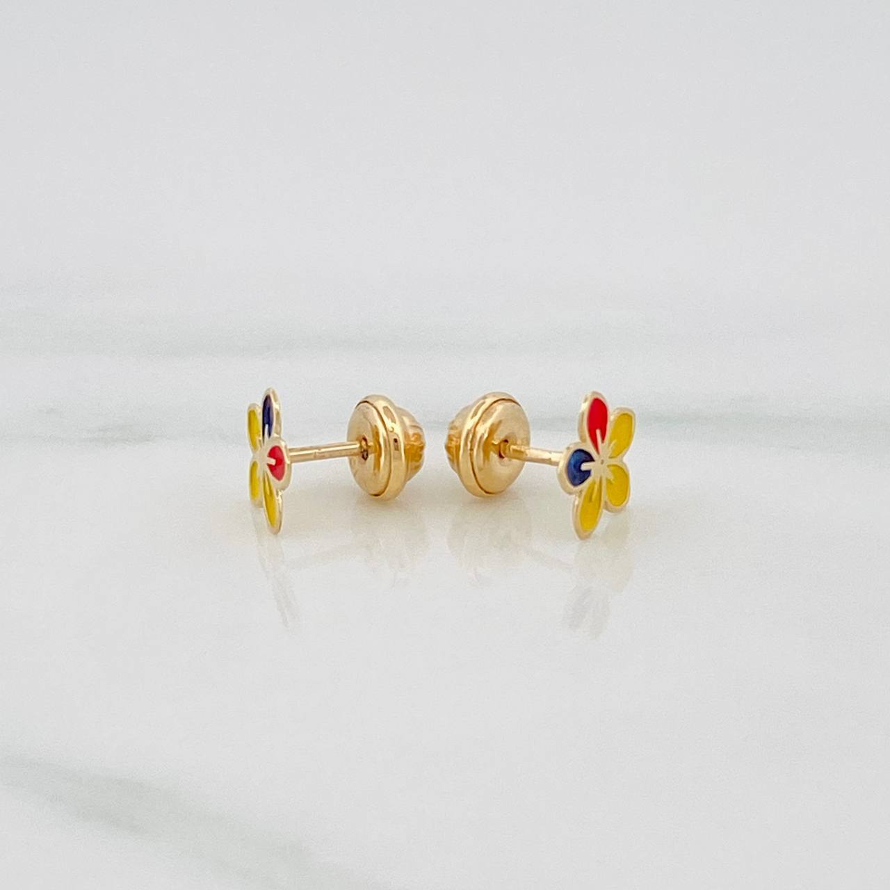 Topos Flor Tricolor 0.7 g / 7.4 mm Oro Rosa 18K