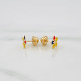 Topos Flor Tricolor 0.7 g / 7.4 mm Oro Rosa 18K