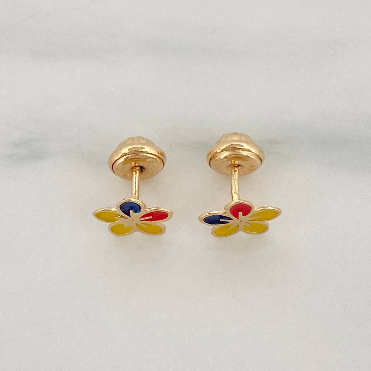 Topos Flor Tricolor 0.7 g / 7.4 mm Oro Rosa 18K