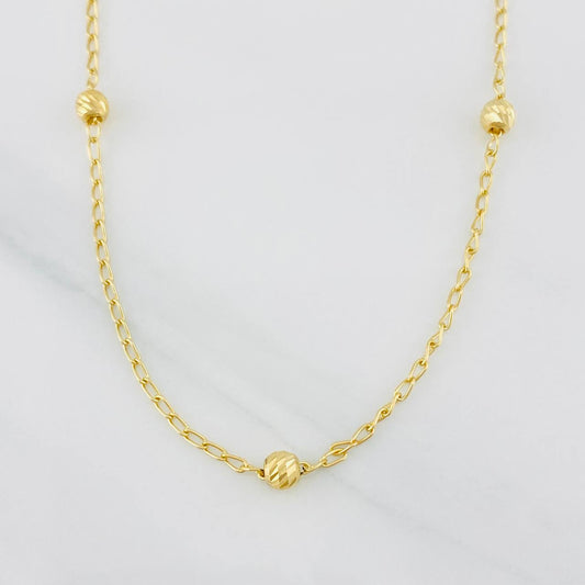 Cadena Espiga Bolas 3.15g / 45cm / 1.51mm Oro Amarillo 18K