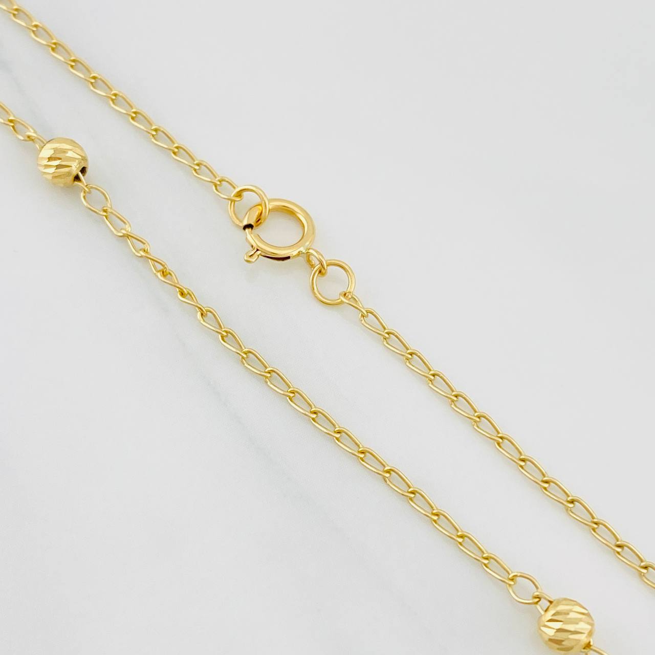 Cadena Espiga Bolas 3.05g / 45cm / 1.45mm Oro Amarillo 18K