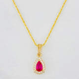 Set Cadena Lazo + Dije Halo Lagrima / 2.15g / 50cm Oro Amarillo 18K