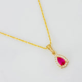 Set Cadena Lazo + Dije Halo Lagrima / 2.05g / 45cm Oro Amarillo 18K