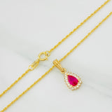 Set Cadena Lazo + Dije Halo Lagrima / 2.05g / 45cm Oro Amarillo 18K