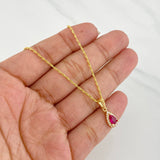 Set Cadena Lazo + Dije Halo Lagrima / 2.05g / 45cm Oro Amarillo 18K