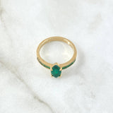 Anillo Solitario Rombico Carril 3.45gr / T7 1/4 / Esmeraldas 1.05 Qts Oro Amarillo 18K (Joya) ©