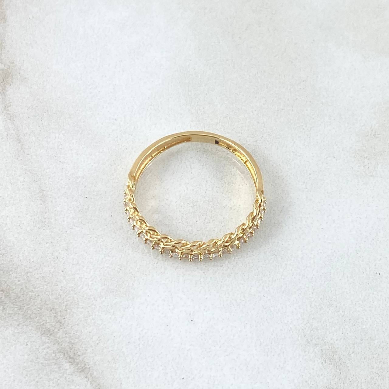 Anillo Cubano Churumbela 1.7gr / T5 1/4 / Circones Blancos Oro Amarillo 18K