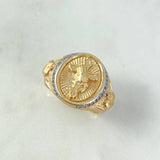 Anillo Sagrado Corazón Cruz 9.25gr / T9 1/4 / Circones Blancos Dos Oros Amarillo Blanco *