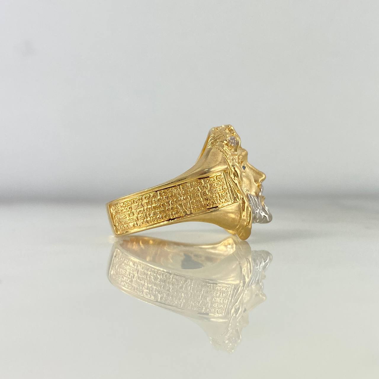 Anillo Rostro de Cristo 11.35gr / T11 / Circones Blancos Azules Dos Oros Amarillo Blanco *