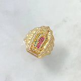Anillo Virgen de Guadalupe Silueta 12.45gr / T12 / Circones Blancos Fucsias Verdes Oro Amarillo *