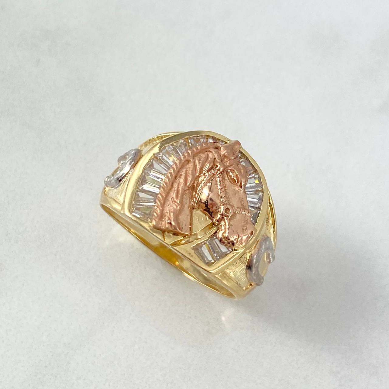 Anillo Herraduras Caballo 6.6gr / T9 1/2 / Circones Blancos Tres Oros *