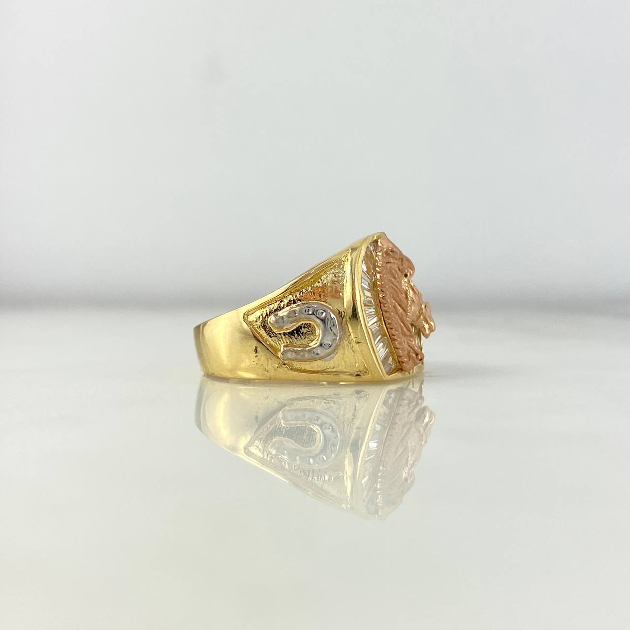 Anillo Herraduras Caballo 6.6gr / T9 1/2 / Circones Blancos Tres Oros *