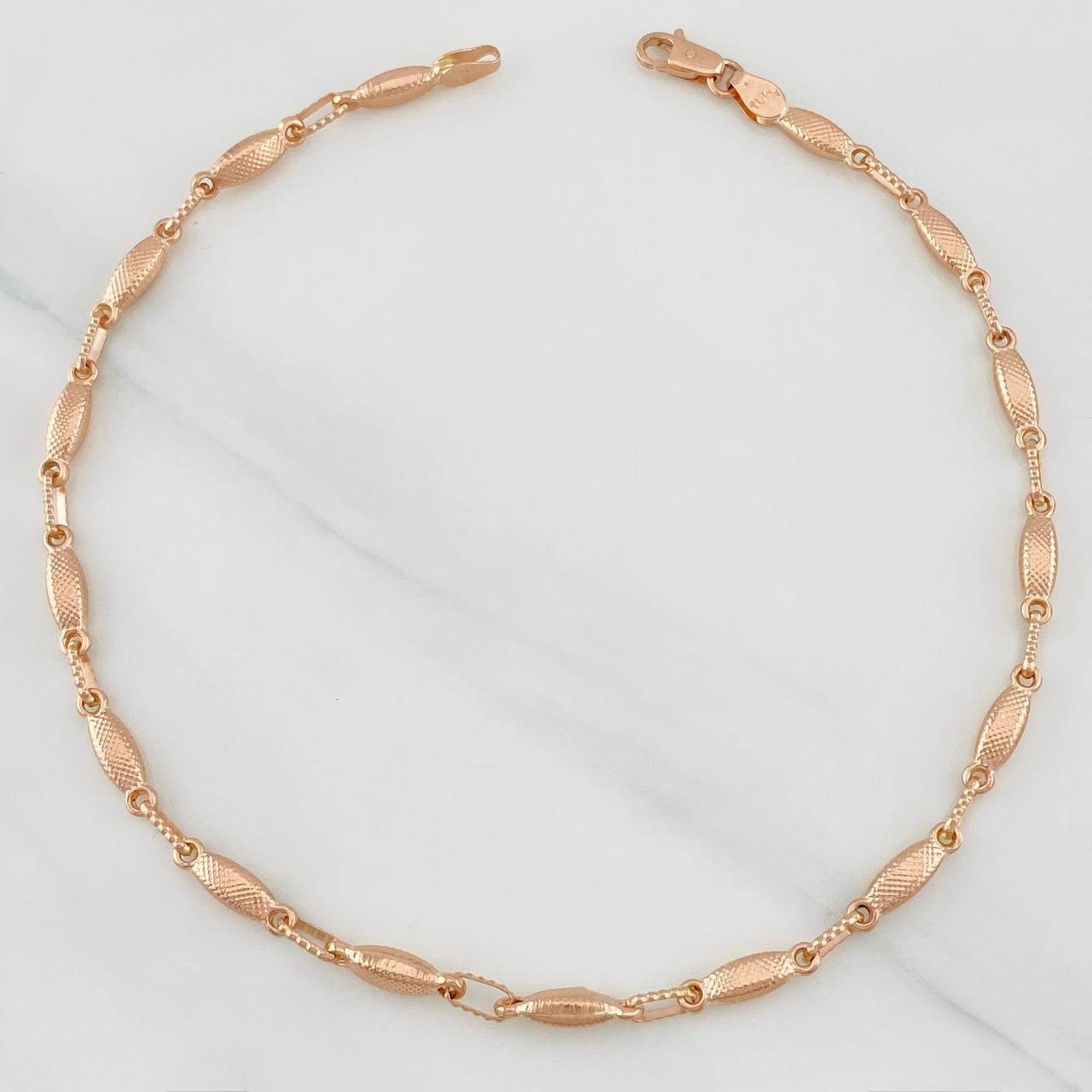 Tobillera Rustica Eslabon 4.85g / 26cm / 3.22mm Oro Rosa 18K