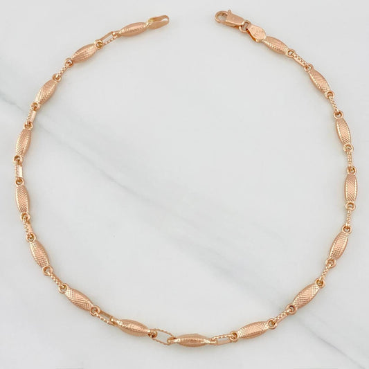 Tobillera Rustica Eslabon 4.85g / 26cm / 3.22mm Oro Rosa 18K