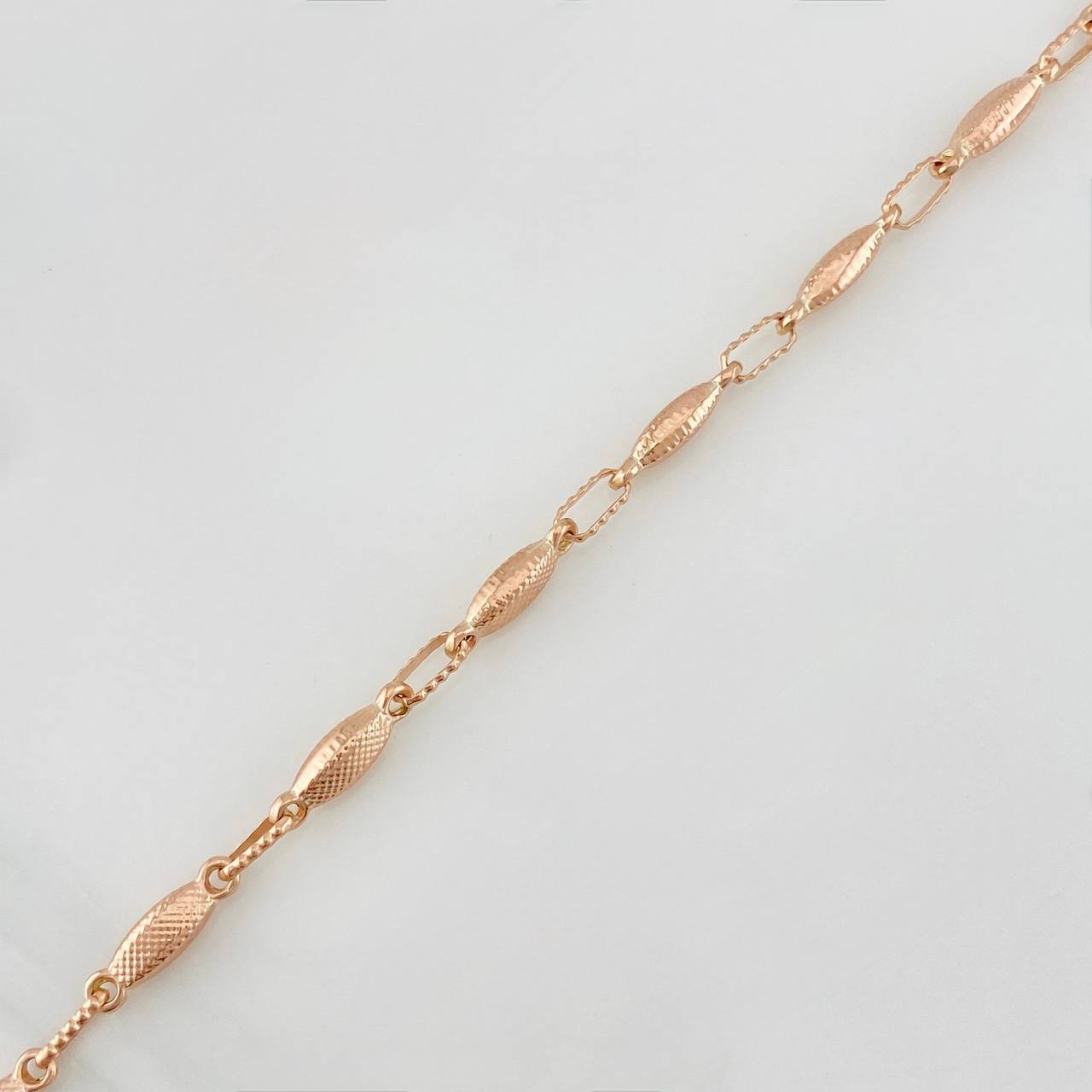 Tobillera Rustica Eslabon 4.85g / 26cm / 3.22mm Oro Rosa 18K