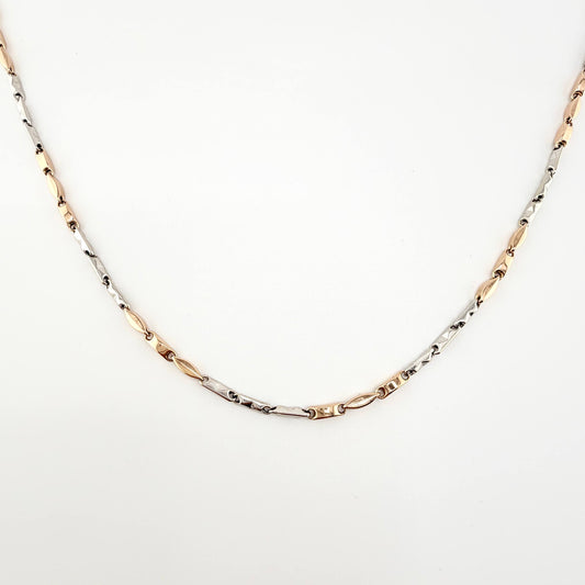 Cadena Rustica 13.45gr / 60cm / 2.8mm Dos Oros Blanco Rosa 18K ©