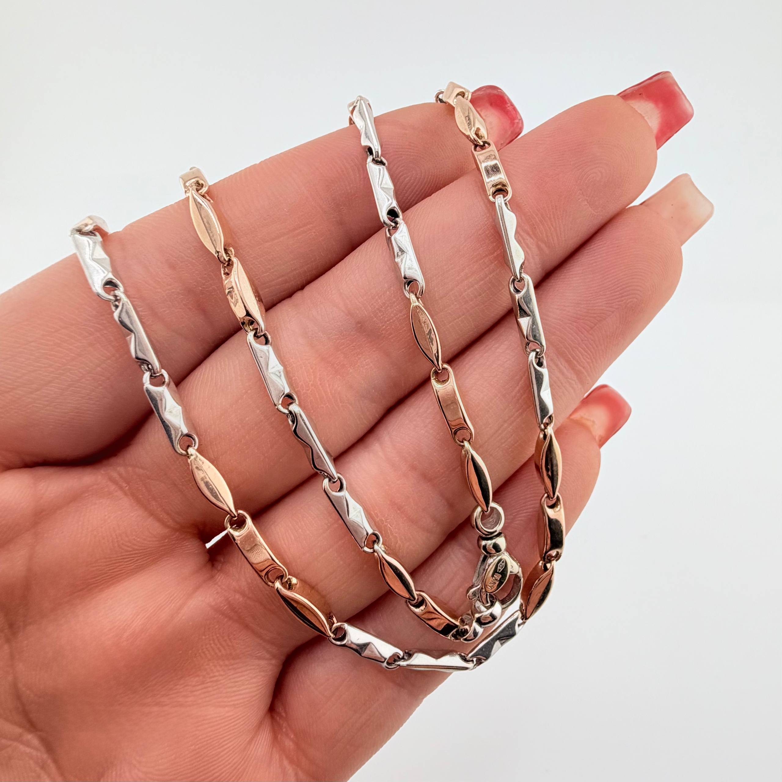 Cadena Rustica 13.45gr / 60cm / 2.8mm Dos Oros Blanco Rosa 18K ©