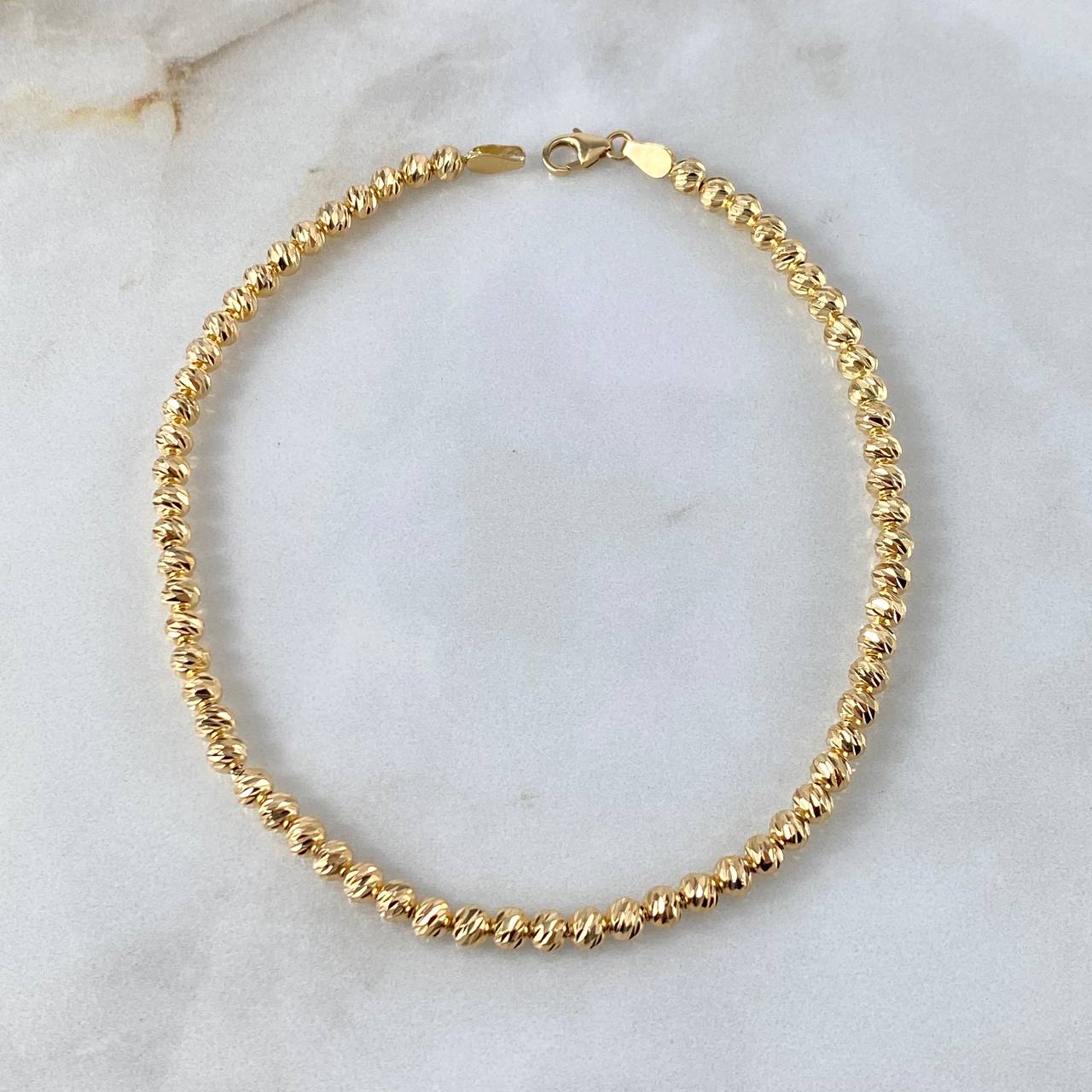 Pulso Militar 8.65gr / 22cm / 3.8mm Diamantado Oro Amarillo 18K *