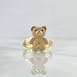 Anillo Oso 3.45gr / T7 3/4 / Ciricones Blancos - Ojos Azules Oro Amarillo 18K ©